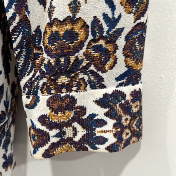 Anthropology Sanctuary long Sleeve Buttoned Blouse Floral Brown Blue on White S - Picture 5 of 10
